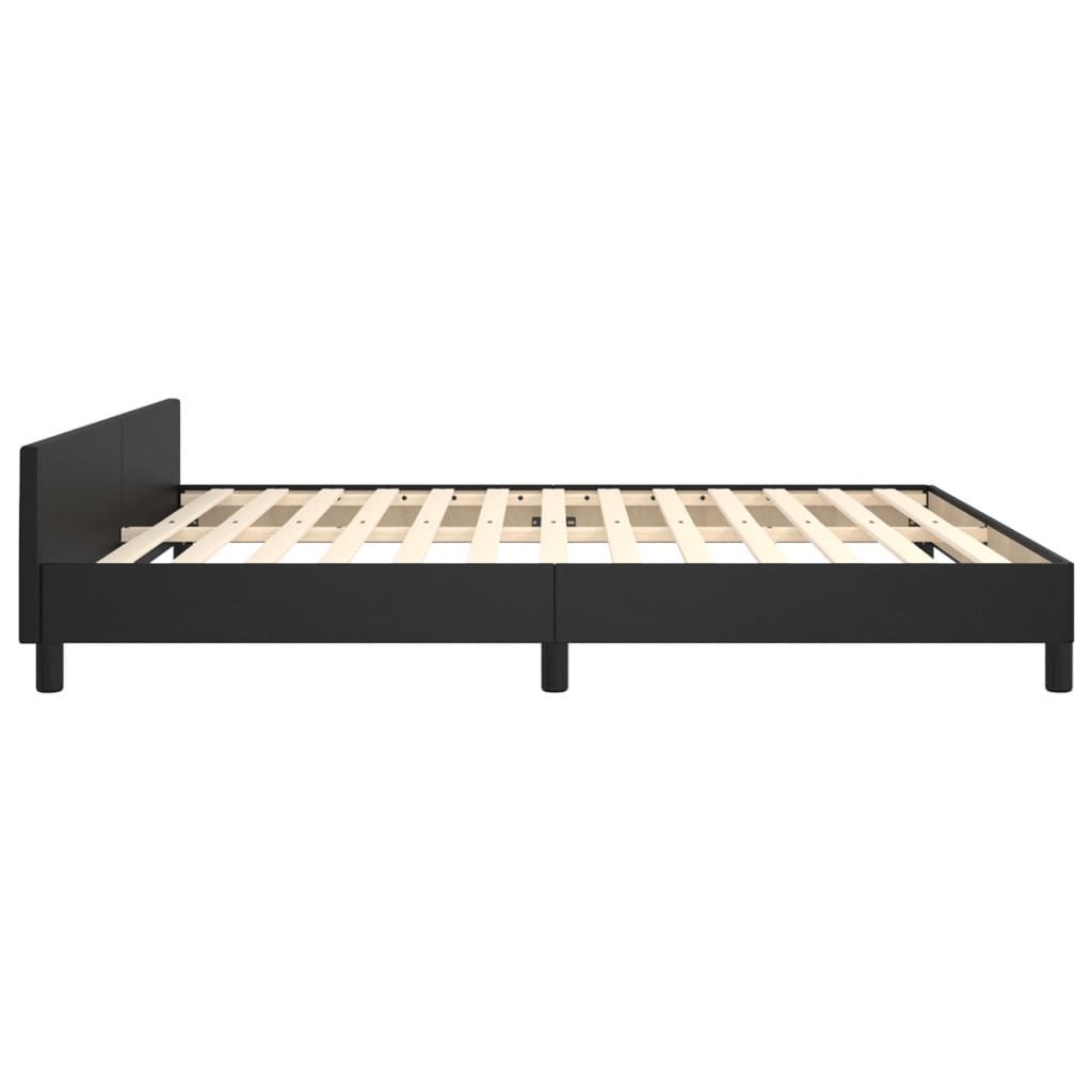 vidaXL Cadru de pat cu tăblie, negru, 160x200 cm, piele ecologică vidaXL Cadru de pat cu tăblie, negru, 160x200 cm, piele ecologică