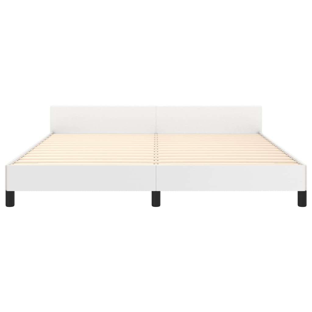 vidaXL Cadru de pat cu tăblie, alb, 160x200 cm, piele ecologică vidaXL Cadru de pat cu tăblie, alb, 160x200 cm, piele ecologică