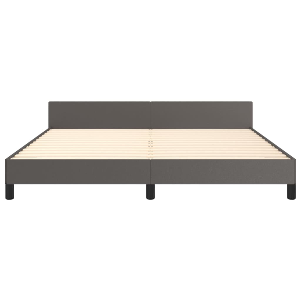 vidaXL Cadru de pat cu tăblie, gri, 160x200 cm, piele ecologică vidaXL Cadru de pat cu tăblie, gri, 160x200 cm, piele ecologică