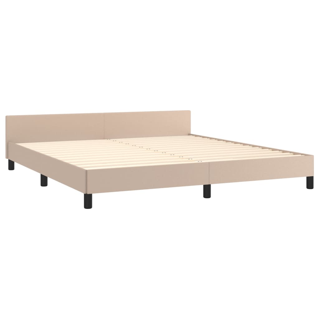 vidaXL Cadru de pat cu tăblie, cappuccino, 160x200 cm, piele ecologică vidaXL Cadru de pat cu tăblie, cappuccino, 160x200 cm, piele ecologică