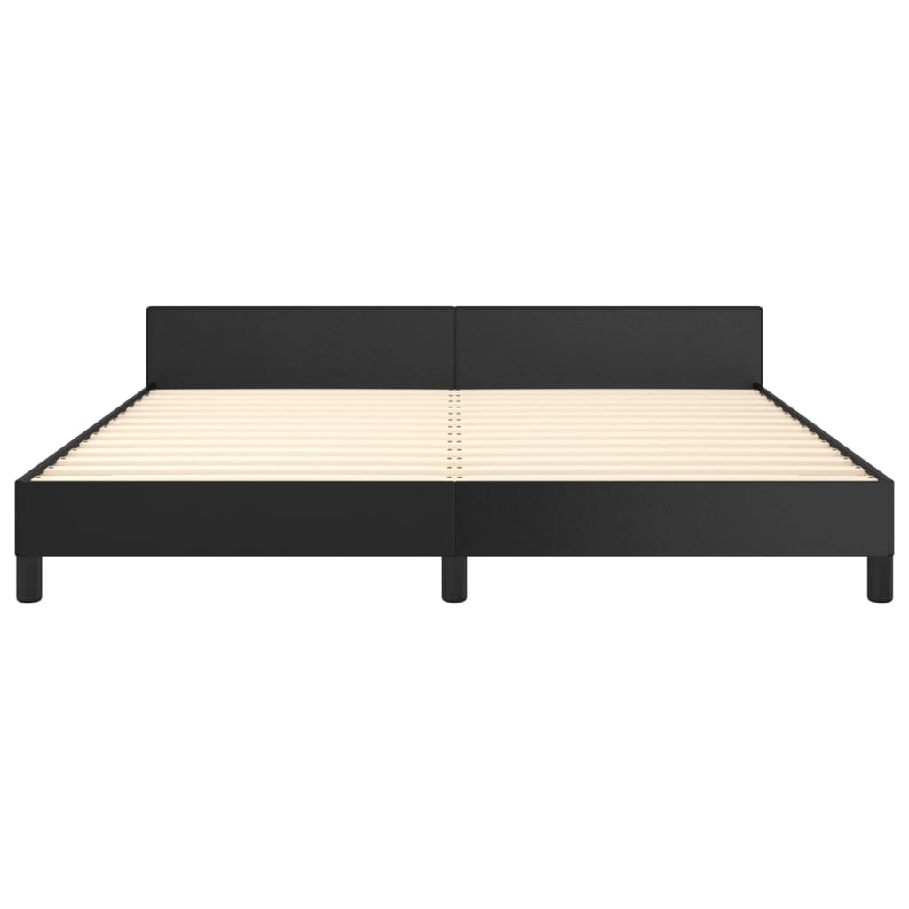 vidaXL Cadru de pat cu tăblie, negru, 180x200 cm, piele ecologică vidaXL Cadru de pat cu tăblie, negru, 180x200 cm, piele ecologică