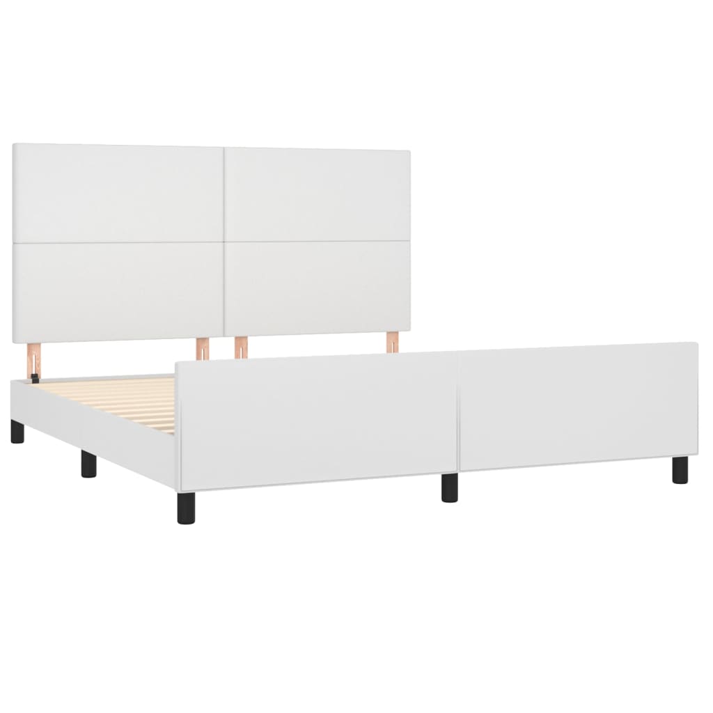 vidaXL Cadru de pat cu tăblie, alb, 180x200 cm, piele ecologică