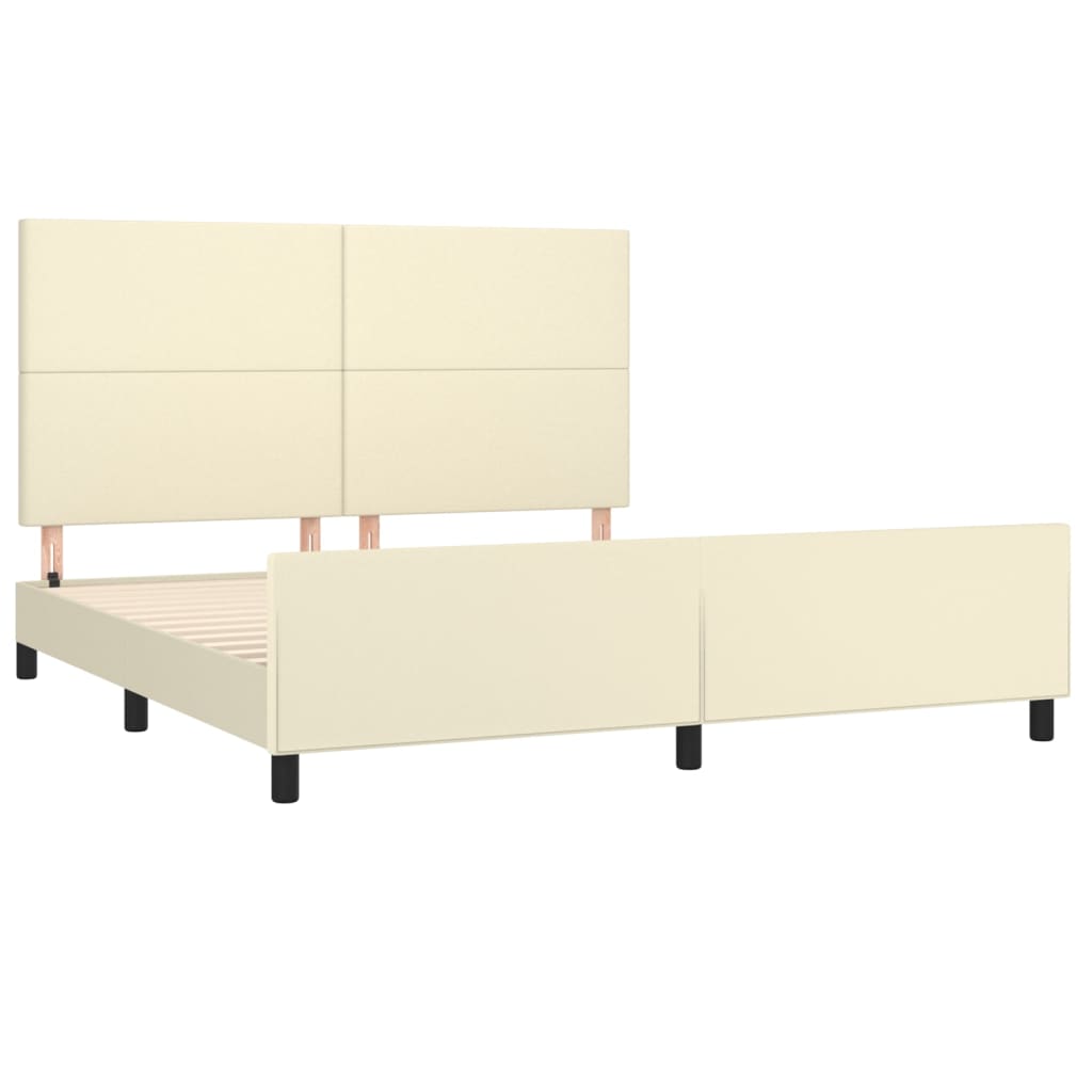 vidaXL Cadru de pat cu tăblie, crem, 180x200 cm, piele ecologică