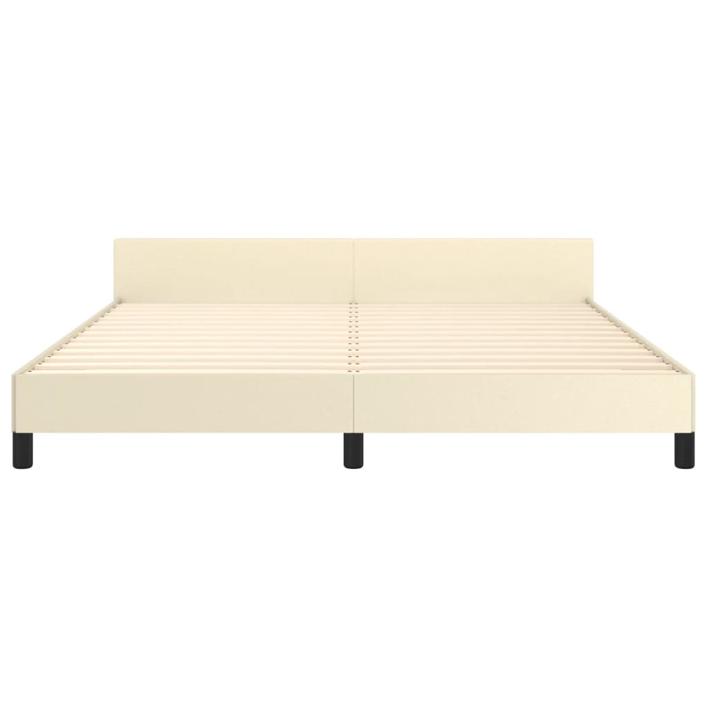 vidaXL Cadru de pat cu tăblie, crem, 180x200 cm, piele ecologică