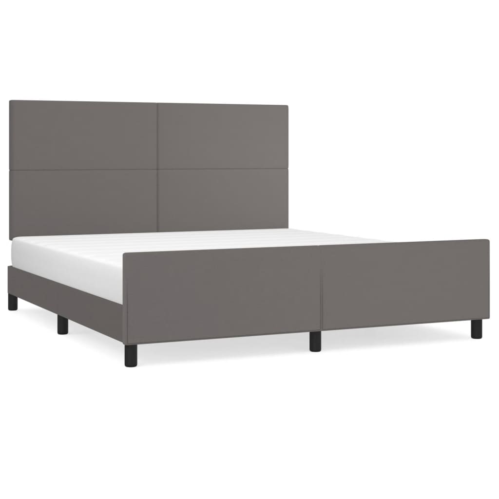 vidaXL Cadru de pat cu tăblie, gri, 180x200 cm, piele ecologică vidaXL Cadru de pat cu tăblie, gri, 180x200 cm, piele ecologică