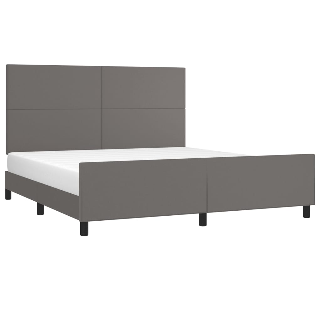vidaXL Cadru de pat cu tăblie, gri, 180x200 cm, piele ecologică vidaXL Cadru de pat cu tăblie, gri, 180x200 cm, piele ecologică