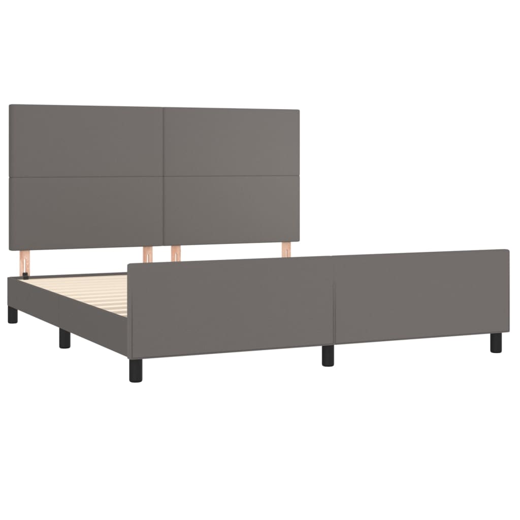 vidaXL Cadru de pat cu tăblie, gri, 180x200 cm, piele ecologică vidaXL Cadru de pat cu tăblie, gri, 180x200 cm, piele ecologică