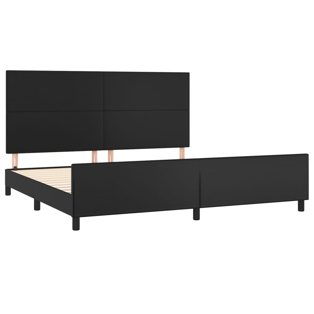vidaXL Cadru de pat cu tăblie, negru, 200x200 cm, piele ecologică vidaXL Cadru de pat cu tăblie, negru, 200x200 cm, piele ecologică