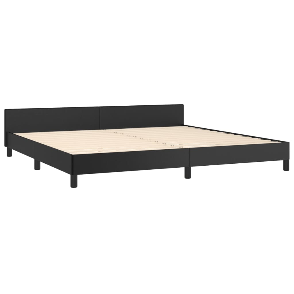 vidaXL Cadru de pat cu tăblie, negru, 200x200 cm, piele ecologică vidaXL Cadru de pat cu tăblie, negru, 200x200 cm, piele ecologică