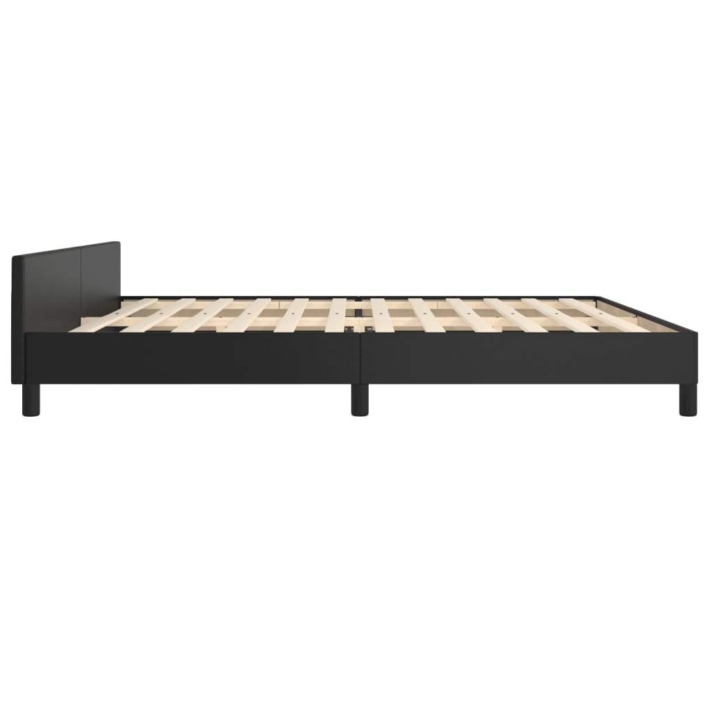 vidaXL Cadru de pat cu tăblie, negru, 200x200 cm, piele ecologică vidaXL Cadru de pat cu tăblie, negru, 200x200 cm, piele ecologică