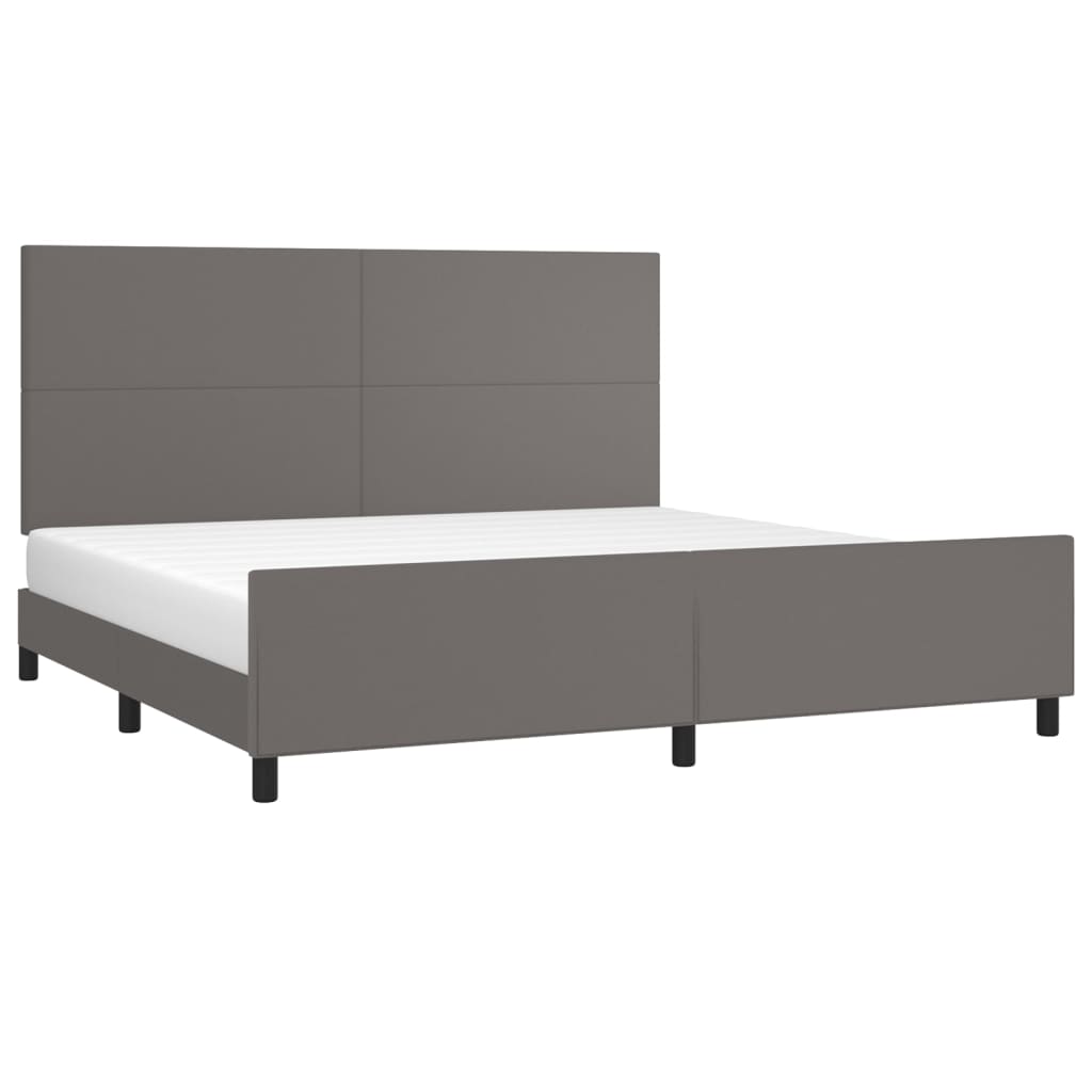 vidaXL Cadru de pat cu tăblie, gri, 200x200 cm, piele ecologică
