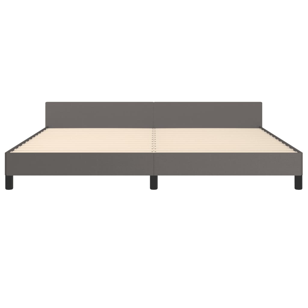vidaXL Cadru de pat cu tăblie, gri, 200x200 cm, piele ecologică