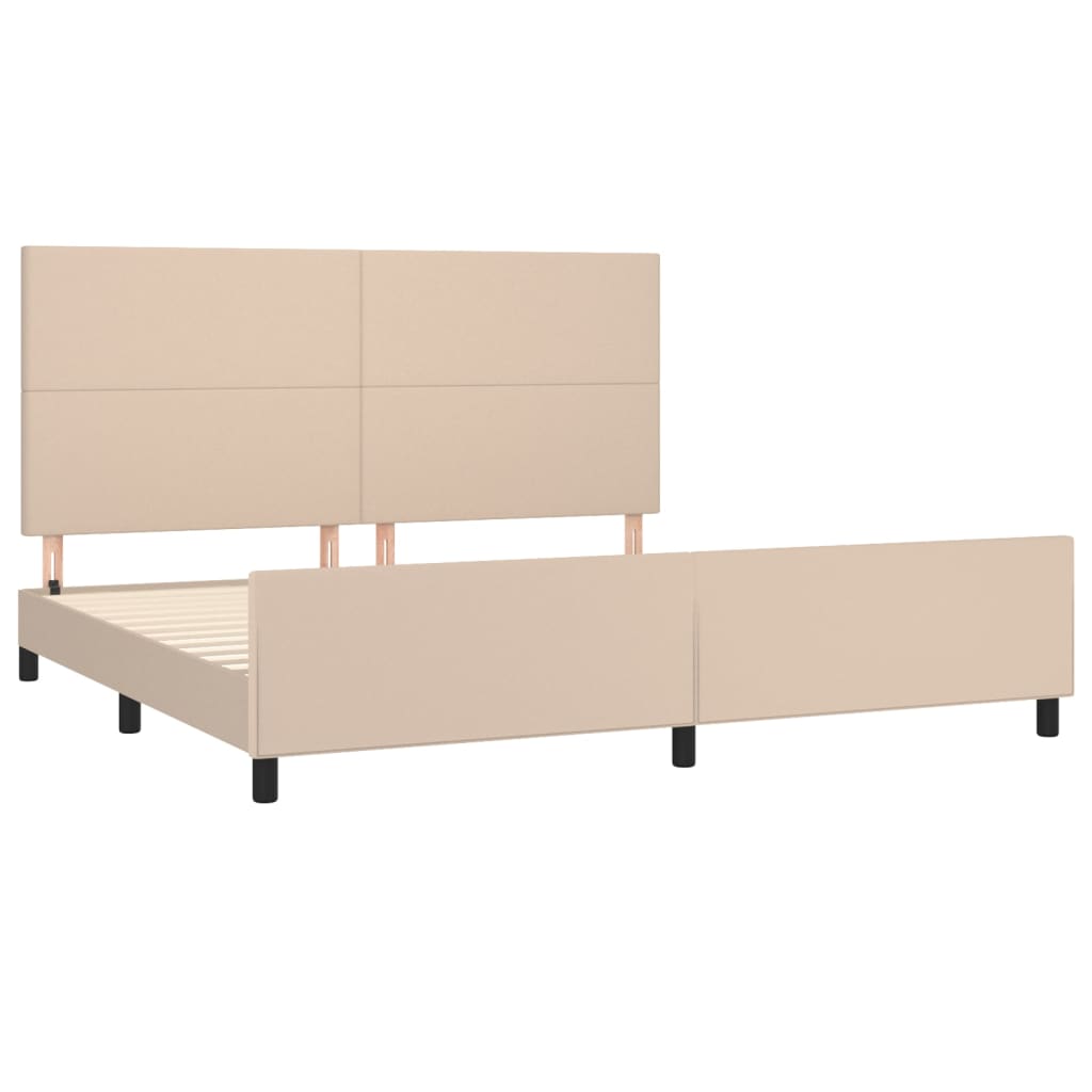 vidaXL Cadru de pat cu tăblie, cappuccino, 200x200 cm, piele ecologică vidaXL Cadru de pat cu tăblie, cappuccino, 200x200 cm, piele ecologică