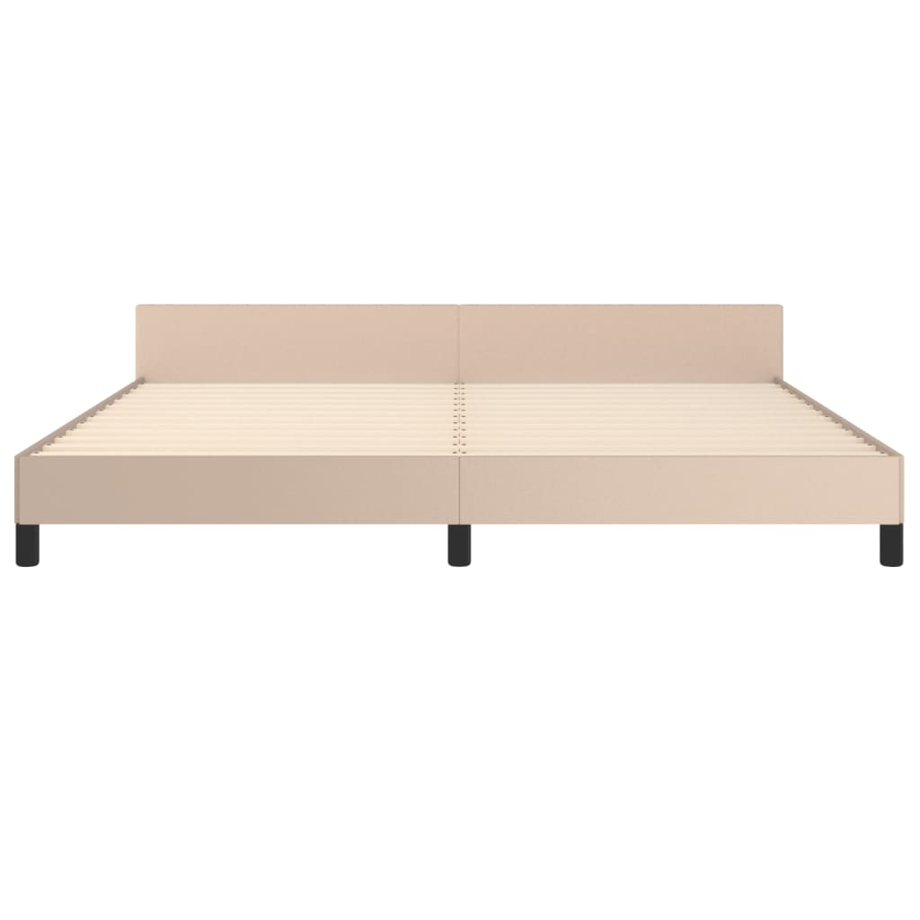 vidaXL Cadru de pat cu tăblie, cappuccino, 200x200 cm, piele ecologică vidaXL Cadru de pat cu tăblie, cappuccino, 200x200 cm, piele ecologică