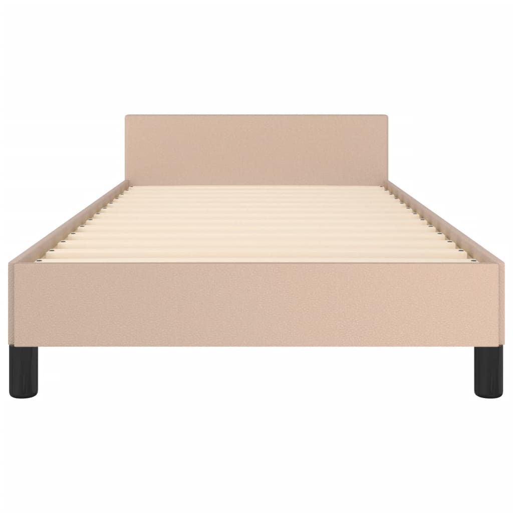 vidaXL Cadru de pat cu tăblie, cappuccino, 90x190 cm, piele ecologică vidaXL Cadru de pat cu tăblie, cappuccino, 90x190 cm, piele ecologică