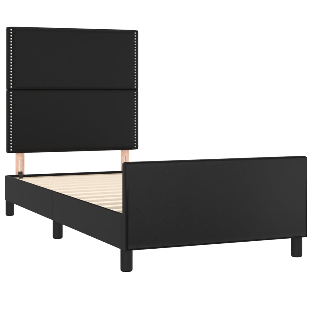vidaXL Cadru de pat cu tăblie, negru, 100x200 cm, piele ecologică vidaXL Cadru de pat cu tăblie, negru, 100x200 cm, piele ecologică