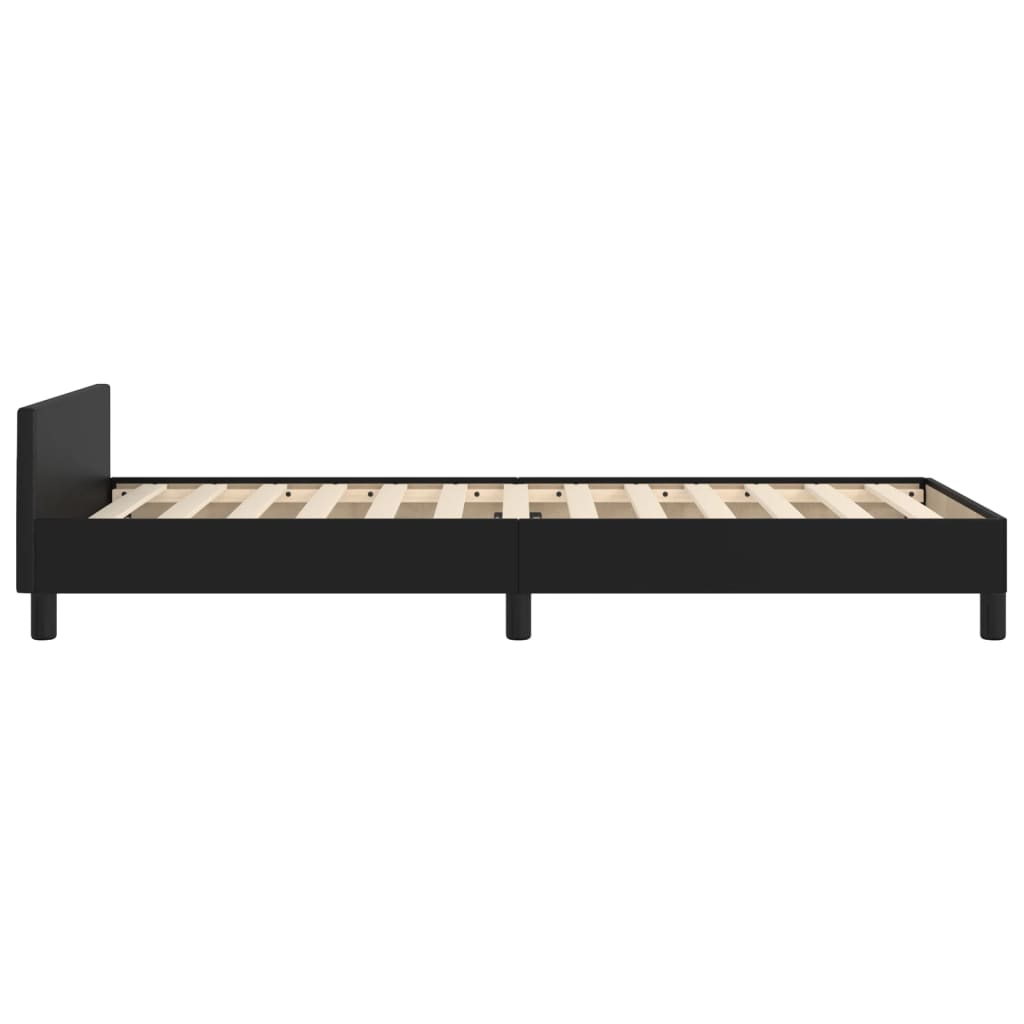 vidaXL Cadru de pat cu tăblie, negru, 100x200 cm, piele ecologică vidaXL Cadru de pat cu tăblie, negru, 100x200 cm, piele ecologică