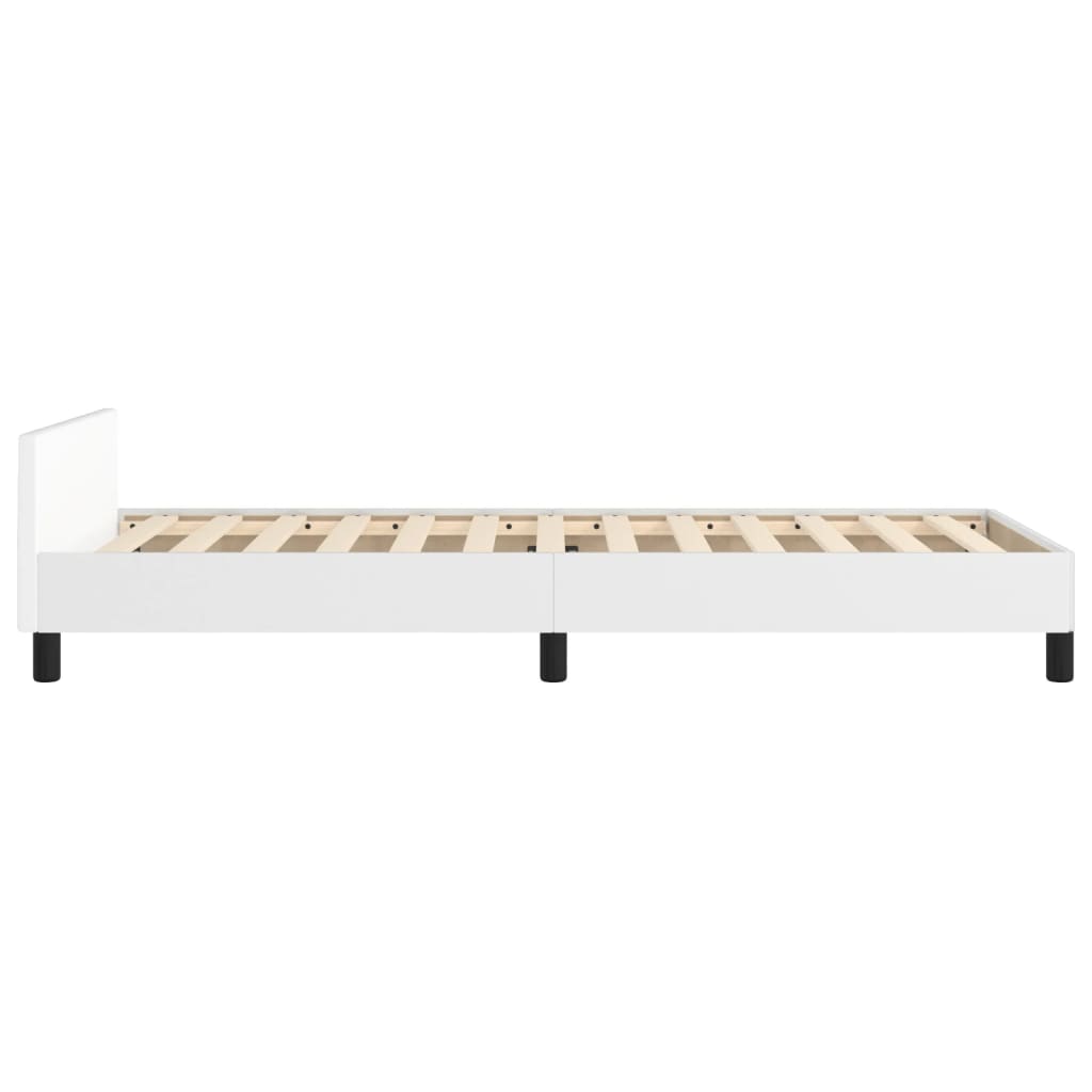 vidaXL Cadru de pat cu tăblie, alb, 100x200 cm, piele ecologică vidaXL Cadru de pat cu tăblie, alb, 100x200 cm, piele ecologică