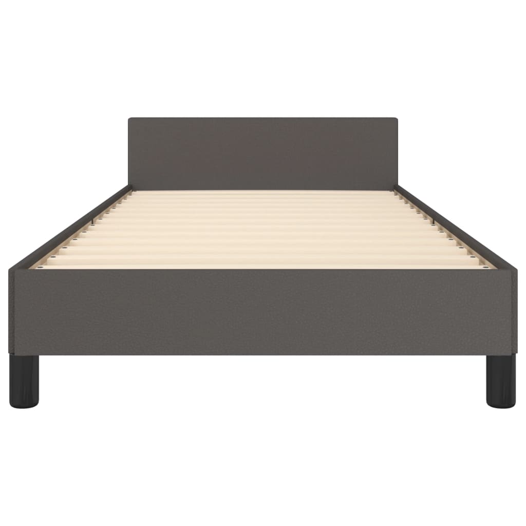 vidaXL Cadru de pat cu tăblie, gri, 100x200 cm, piele ecologică vidaXL Cadru de pat cu tăblie, gri, 100x200 cm, piele ecologică