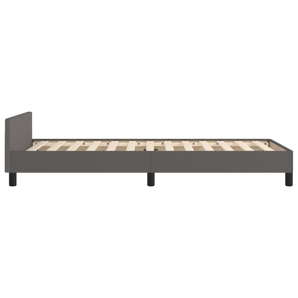 vidaXL Cadru de pat cu tăblie, gri, 100x200 cm, piele ecologică vidaXL Cadru de pat cu tăblie, gri, 100x200 cm, piele ecologică