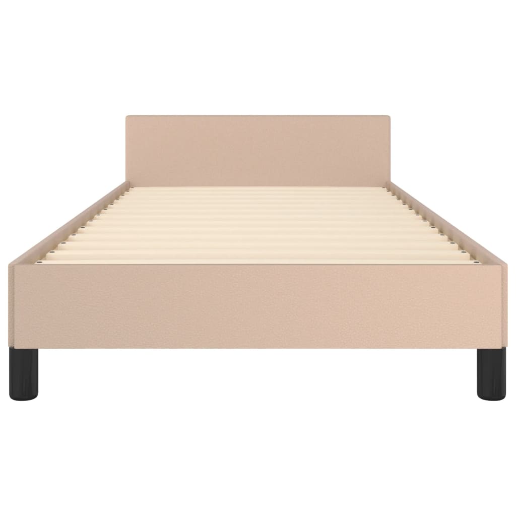 vidaXL Cadru de pat cu tăblie, cappuccino, 100x200 cm, piele ecologică