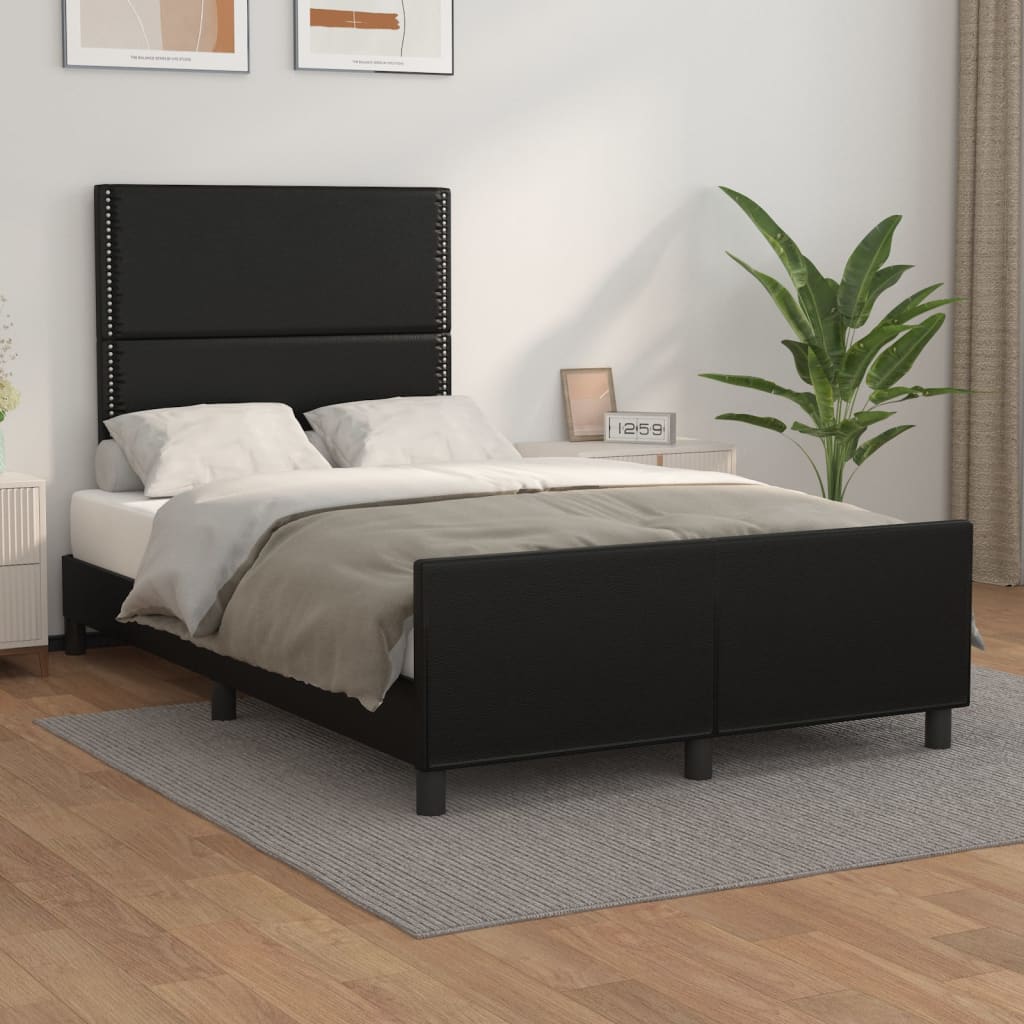 vidaXL Cadru de pat cu tăblie, negru, 120x200 cm, piele ecologică vidaXL Cadru de pat cu tăblie, negru, 120x200 cm, piele ecologică