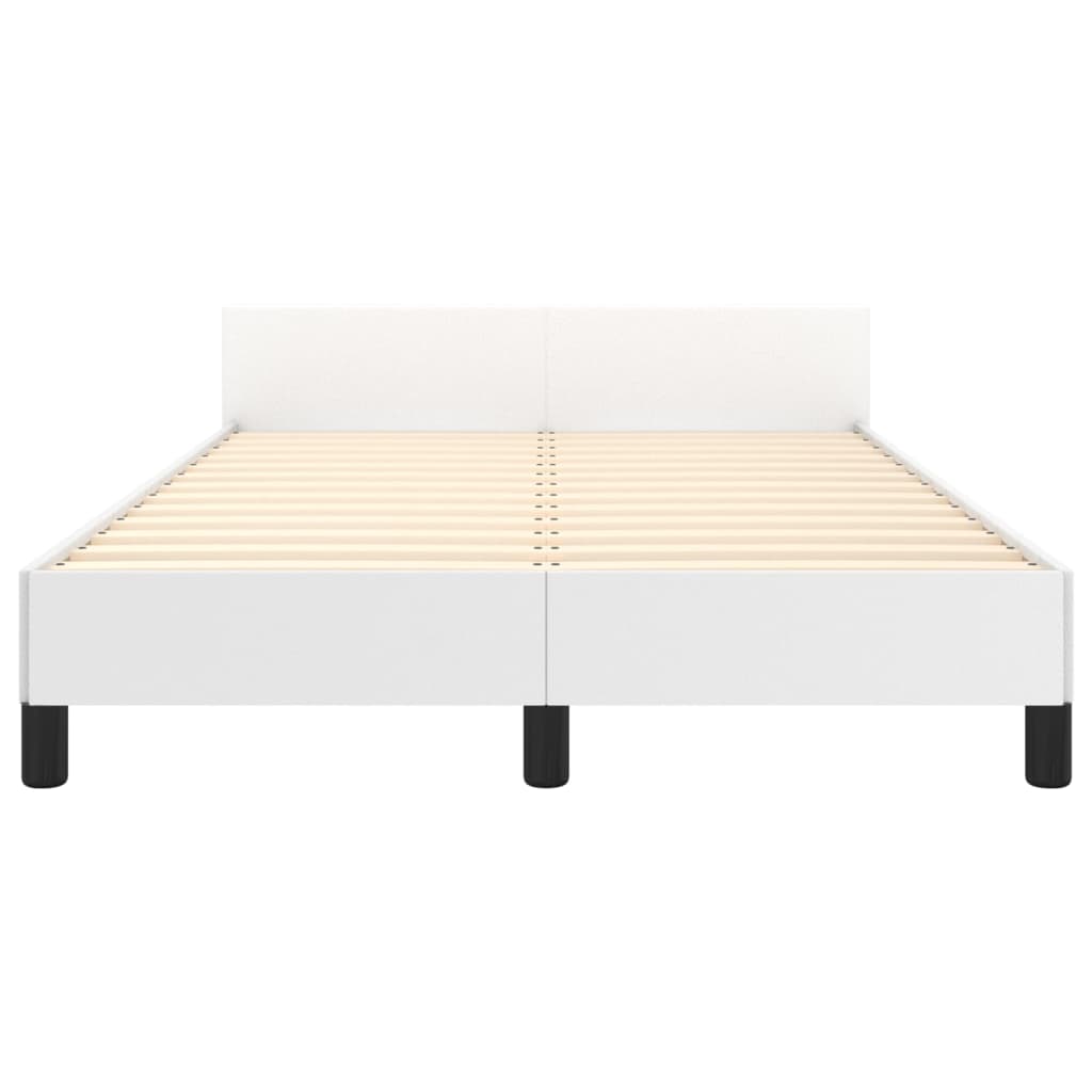 vidaXL Cadru de pat cu tăblie, alb, 120x200 cm, piele ecologică vidaXL Cadru de pat cu tăblie, alb, 120x200 cm, piele ecologică