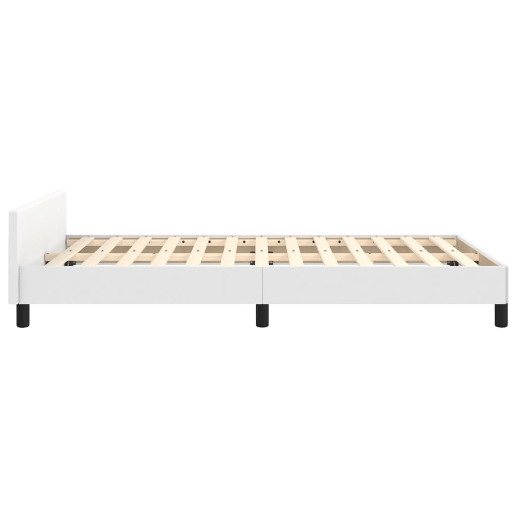 vidaXL Cadru de pat cu tăblie, alb, 120x200 cm, piele ecologică vidaXL Cadru de pat cu tăblie, alb, 120x200 cm, piele ecologică