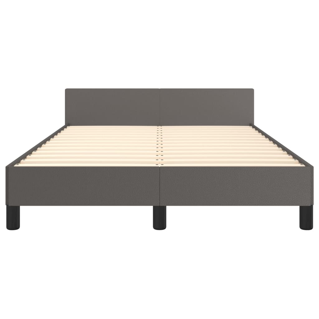 vidaXL Cadru de pat cu tăblie, gri, 120x200 cm, piele ecologică vidaXL Cadru de pat cu tăblie, gri, 120x200 cm, piele ecologică