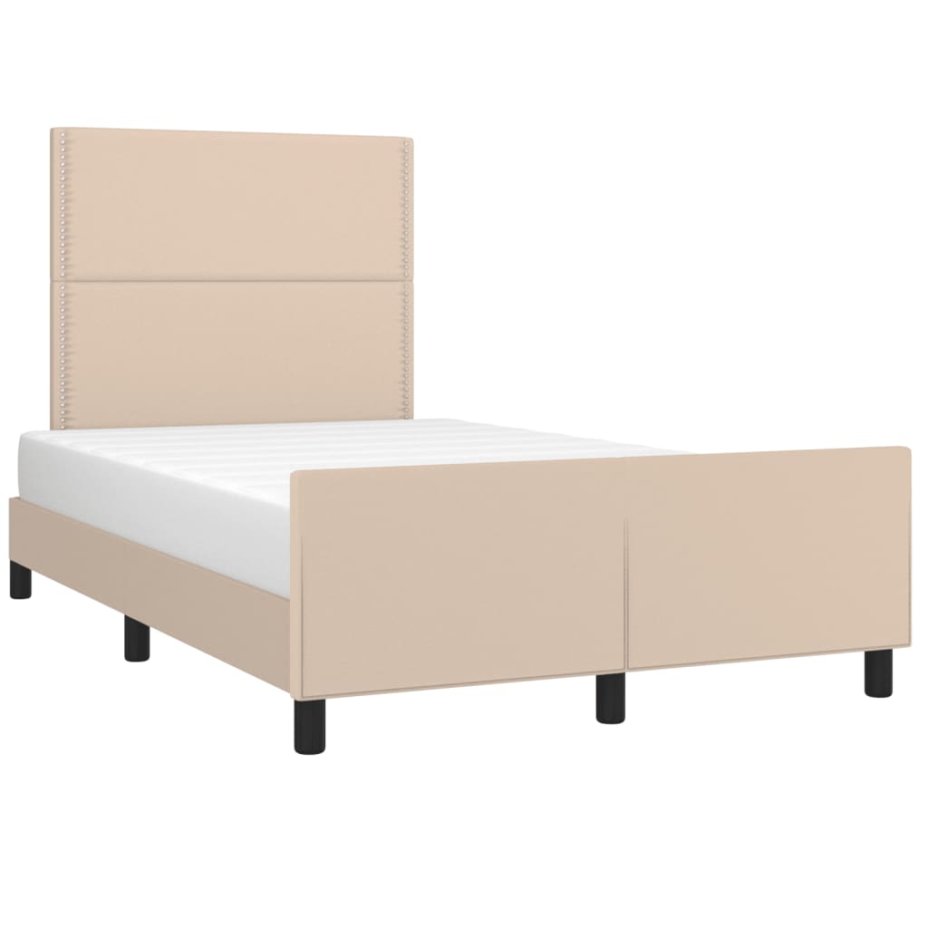 vidaXL Cadru de pat cu tăblie, cappuccino, 120x200 cm, piele ecologică vidaXL Cadru de pat cu tăblie, cappuccino, 120x200 cm, piele ecologică