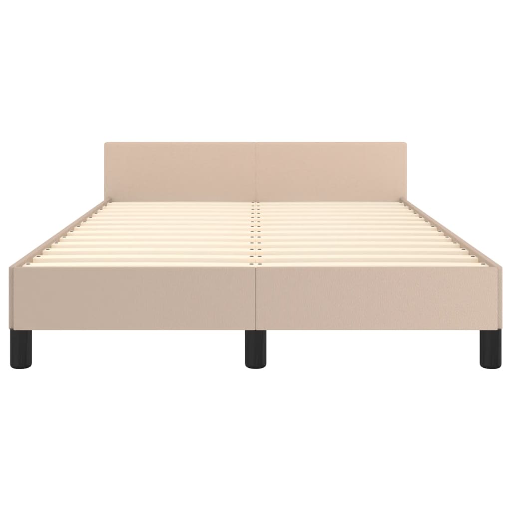 vidaXL Cadru de pat cu tăblie, cappuccino, 120x200 cm, piele ecologică vidaXL Cadru de pat cu tăblie, cappuccino, 120x200 cm, piele ecologică