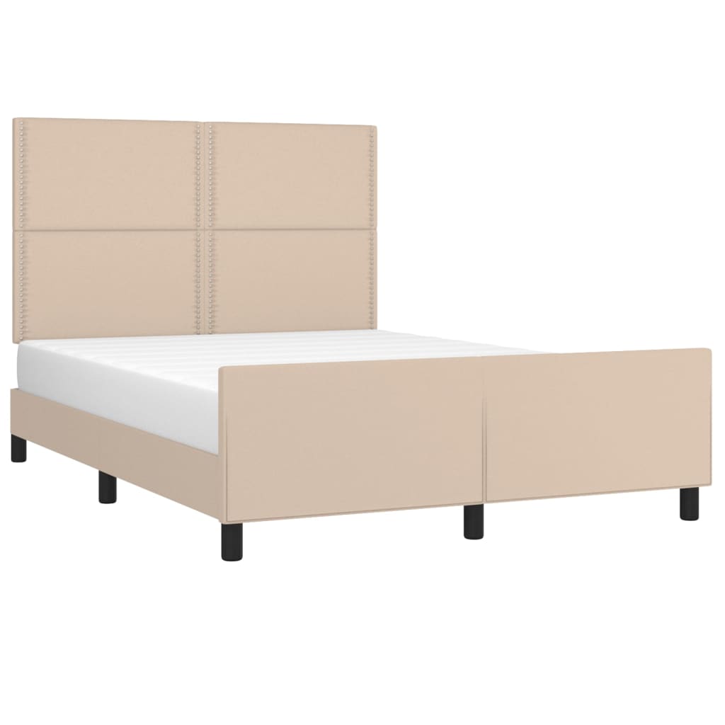 vidaXL Cadru de pat cu tăblie, cappuccino, 140x190 cm, piele ecologică vidaXL Cadru de pat cu tăblie, cappuccino, 140x190 cm, piele ecologică