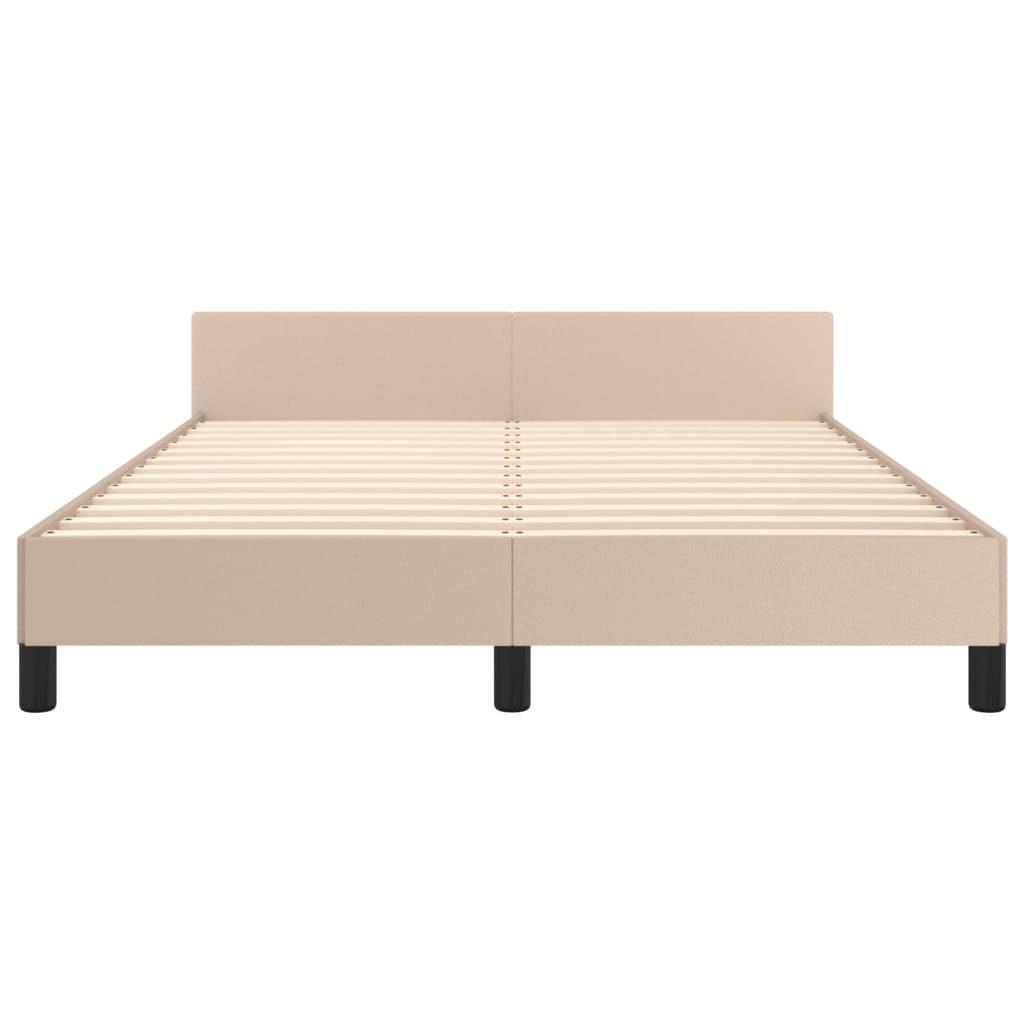 vidaXL Cadru de pat cu tăblie, cappuccino, 140x190 cm, piele ecologică vidaXL Cadru de pat cu tăblie, cappuccino, 140x190 cm, piele ecologică