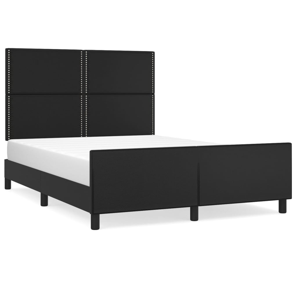 vidaXL Cadru de pat cu tăblie, negru, 140x200 cm, piele ecologică vidaXL Cadru de pat cu tăblie, negru, 140x200 cm, piele ecologică