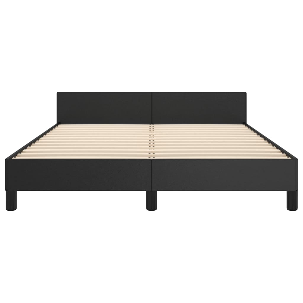vidaXL Cadru de pat cu tăblie, negru, 140x200 cm, piele ecologică vidaXL Cadru de pat cu tăblie, negru, 140x200 cm, piele ecologică