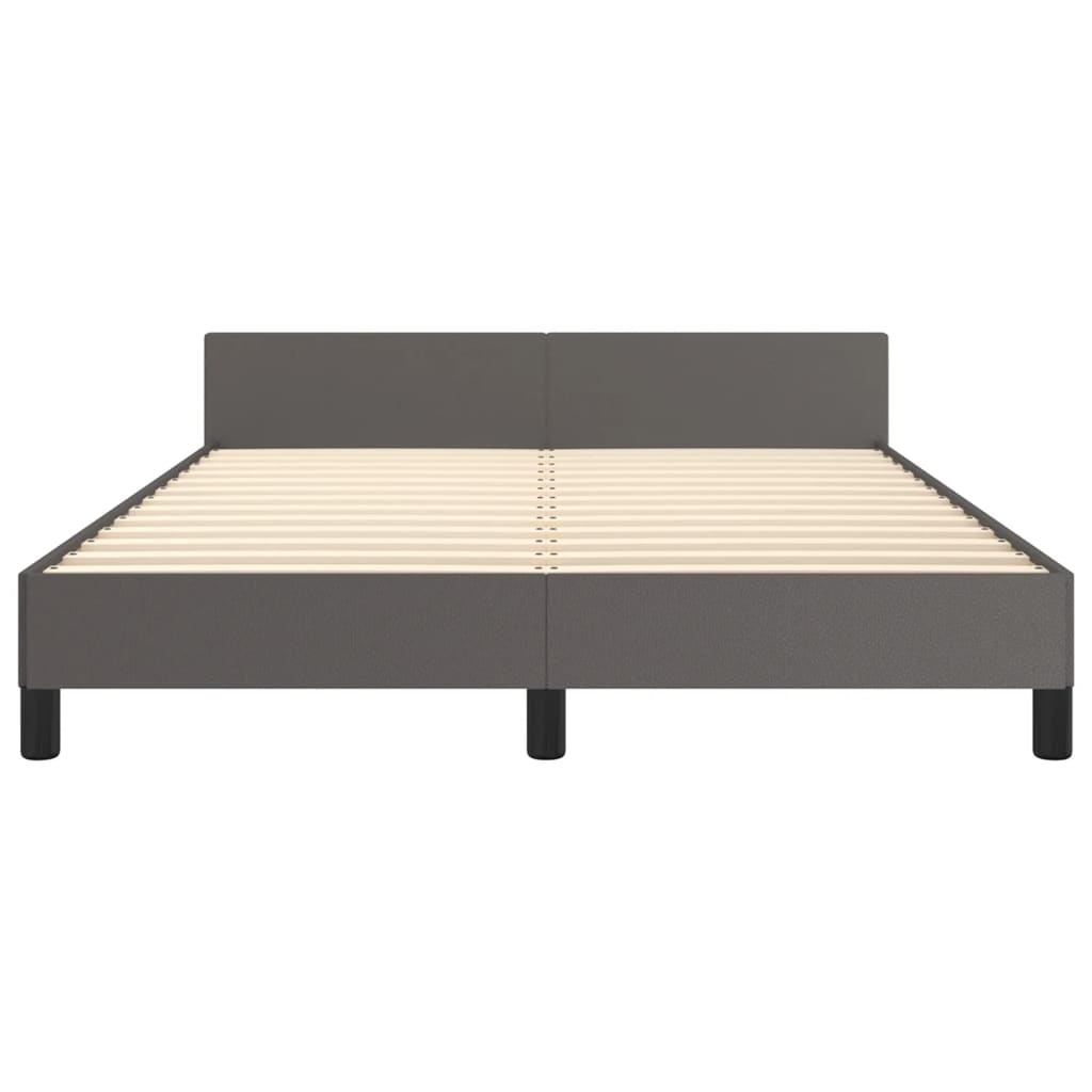 vidaXL Cadru de pat cu tăblie, gri, 140x200 cm, piele ecologică vidaXL Cadru de pat cu tăblie, gri, 140x200 cm, piele ecologică