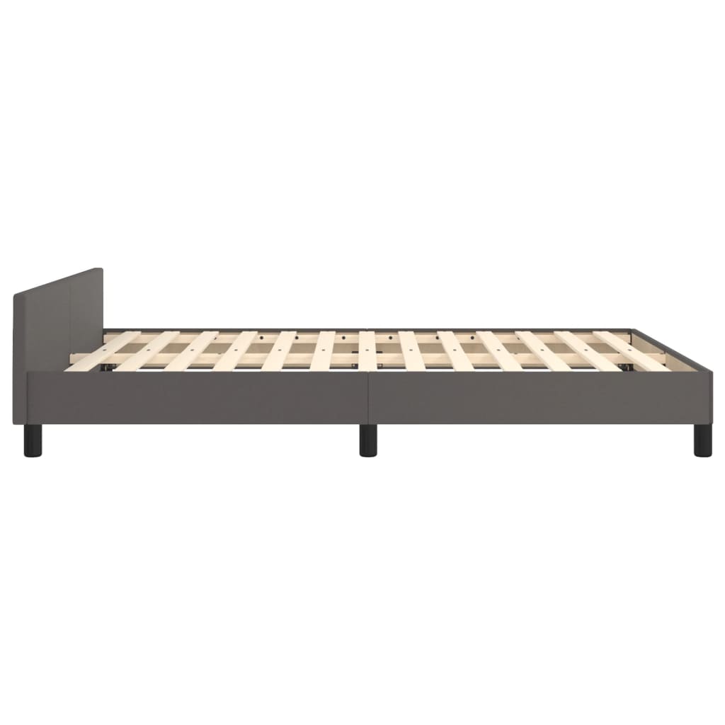 vidaXL Cadru de pat cu tăblie, gri, 140x200 cm, piele ecologică vidaXL Cadru de pat cu tăblie, gri, 140x200 cm, piele ecologică