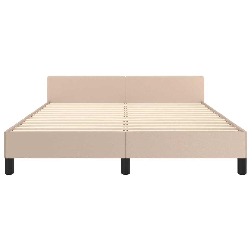 vidaXL Cadru de pat cu tăblie, cappuccino, 140x200 cm, piele ecologică vidaXL Cadru de pat cu tăblie, cappuccino, 140x200 cm, piele ecologică