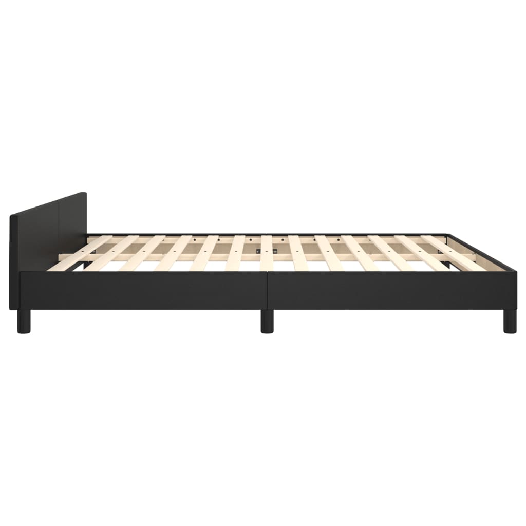 vidaXL Cadru de pat cu tăblie, negru, 160x200 cm, piele ecologică vidaXL Cadru de pat cu tăblie, negru, 160x200 cm, piele ecologică