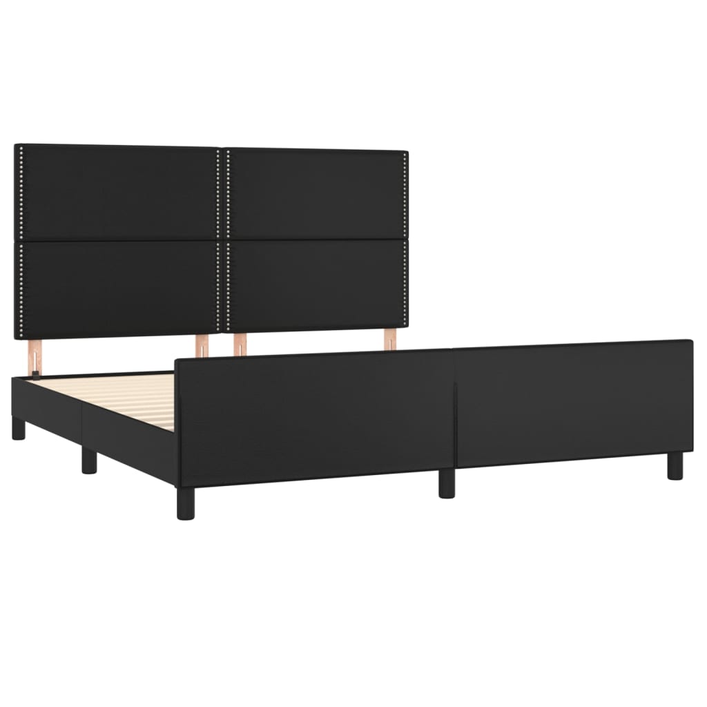 vidaXL Cadru de pat cu tăblie, negru, 180x200 cm, piele ecologică vidaXL Cadru de pat cu tăblie, negru, 180x200 cm, piele ecologică