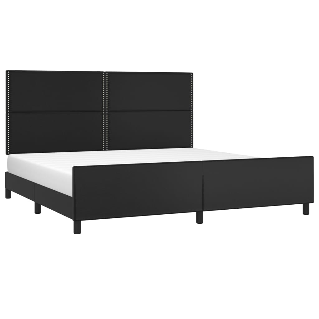 vidaXL Cadru de pat cu tăblie, negru, 200x200 cm, piele ecologică vidaXL Cadru de pat cu tăblie, negru, 200x200 cm, piele ecologică