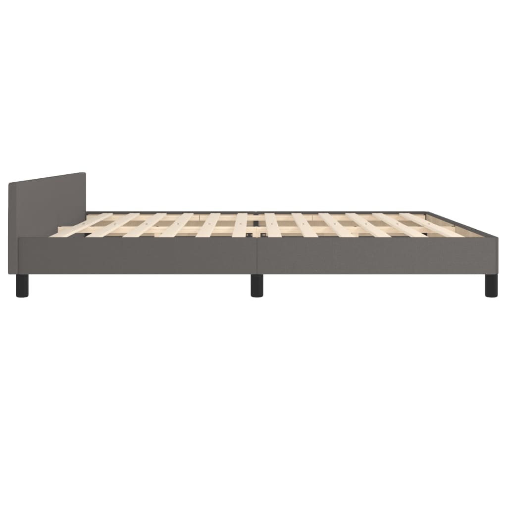 vidaXL Cadru de pat cu tăblie, gri, 200x200 cm, piele ecologică vidaXL Cadru de pat cu tăblie, gri, 200x200 cm, piele ecologică