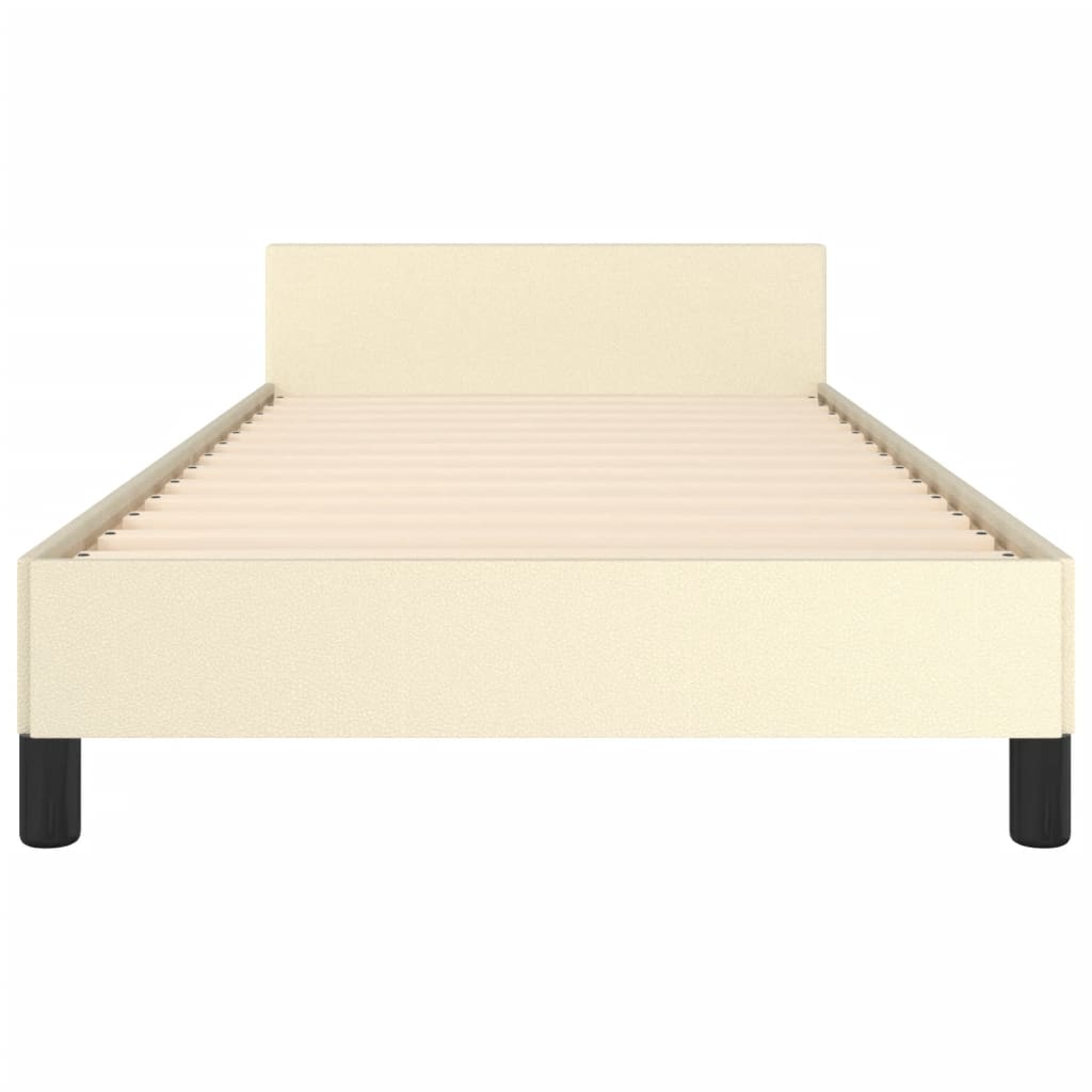 vidaXL Cadru de pat cu tăblie, crem, 80x200 cm, piele ecologică vidaXL Cadru de pat cu tăblie, crem, 80x200 cm, piele ecologică