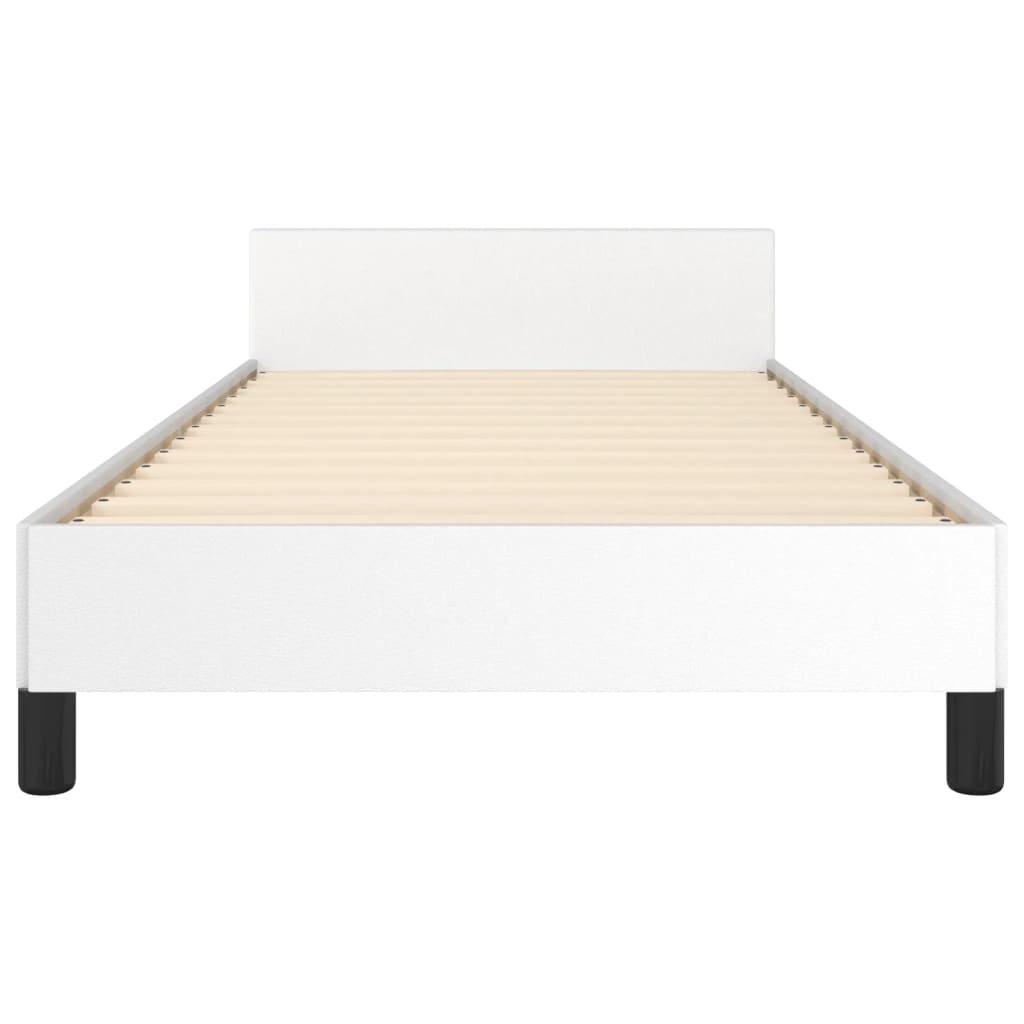 vidaXL Cadru de pat cu tăblie, alb, 90x190 cm, piele ecologică