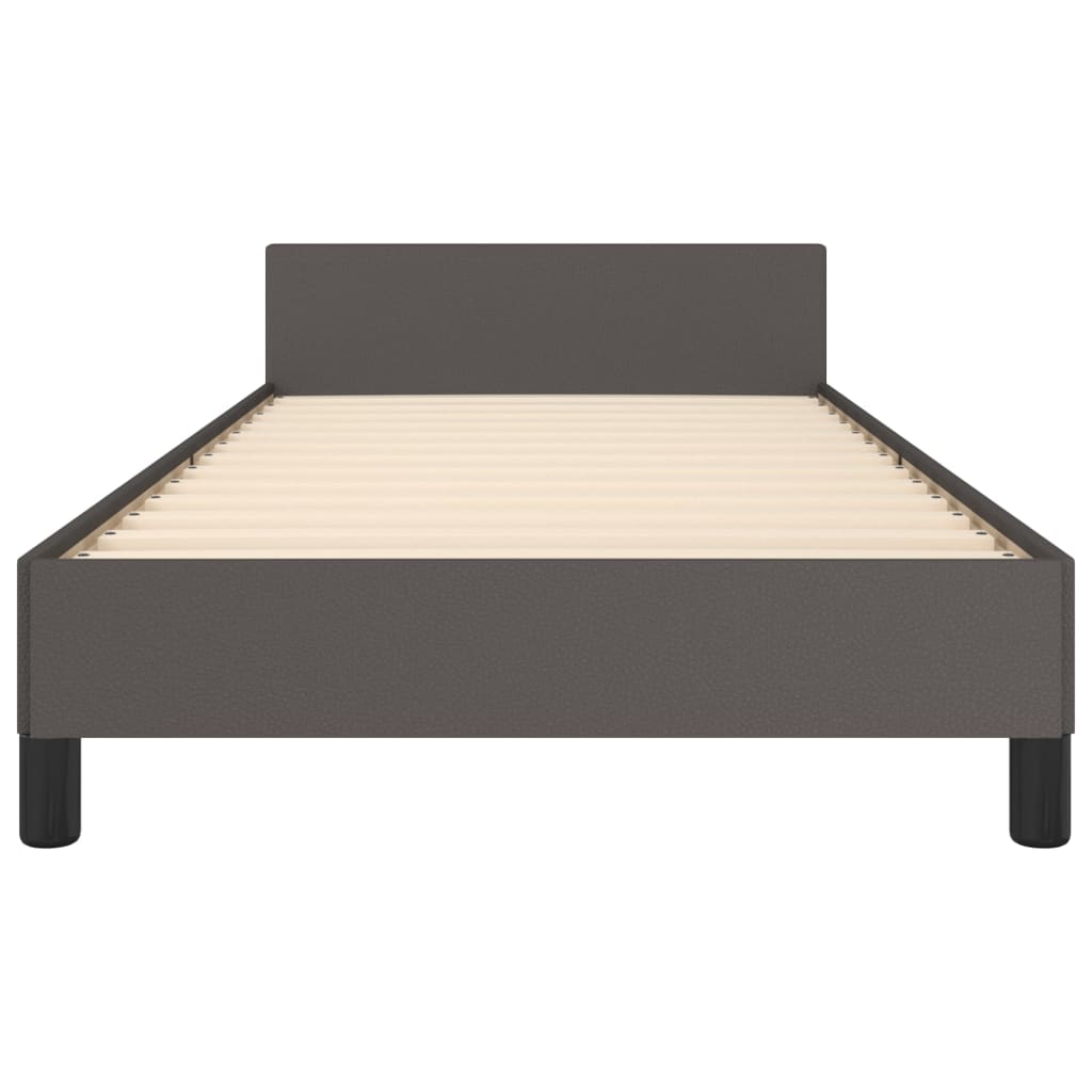 vidaXL Cadru de pat cu tăblie, gri, 90x190 cm, piele ecologică vidaXL Cadru de pat cu tăblie, gri, 90x190 cm, piele ecologică