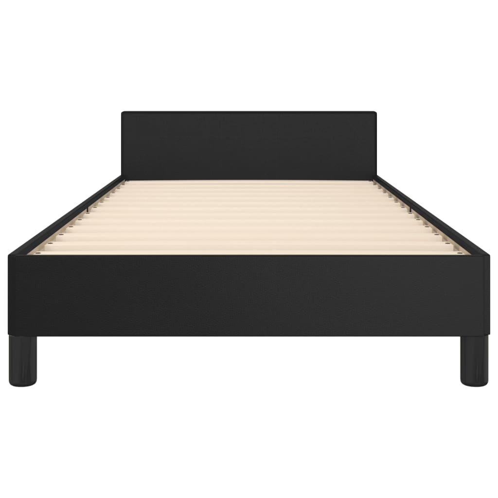 vidaXL Cadru de pat cu tăblie, negru, 90x200 cm, piele ecologică vidaXL Cadru de pat cu tăblie, negru, 90x200 cm, piele ecologică
