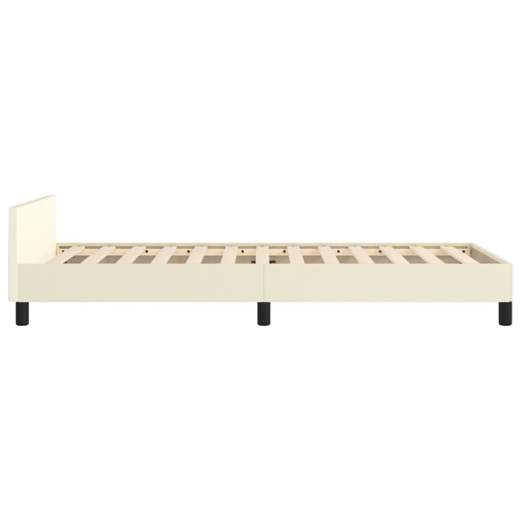 vidaXL Cadru de pat cu tăblie, crem, 90x200 cm, piele ecologică vidaXL Cadru de pat cu tăblie, crem, 90x200 cm, piele ecologică