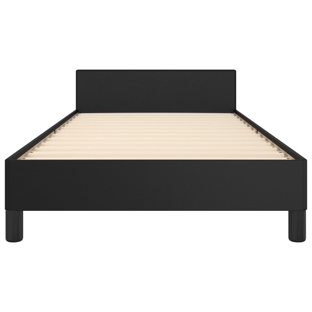 vidaXL Cadru de pat cu tăblie, negru, 100x200 cm, piele ecologică vidaXL Cadru de pat cu tăblie, negru, 100x200 cm, piele ecologică