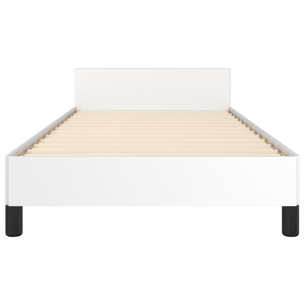 vidaXL Cadru de pat cu tăblie, alb, 100x200 cm, piele ecologică vidaXL Cadru de pat cu tăblie, alb, 100x200 cm, piele ecologică