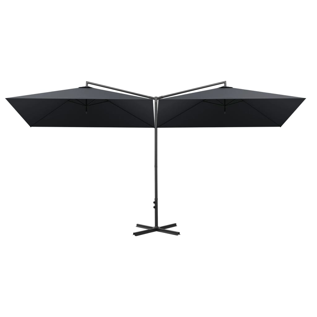vidaXL Umbrelă de soare dublă cu stâlp din oțel, antracit, 600x300 cm